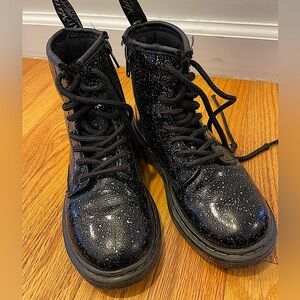 Dr Martens, black with sparkles kids high top shoe. Little girls size 13.